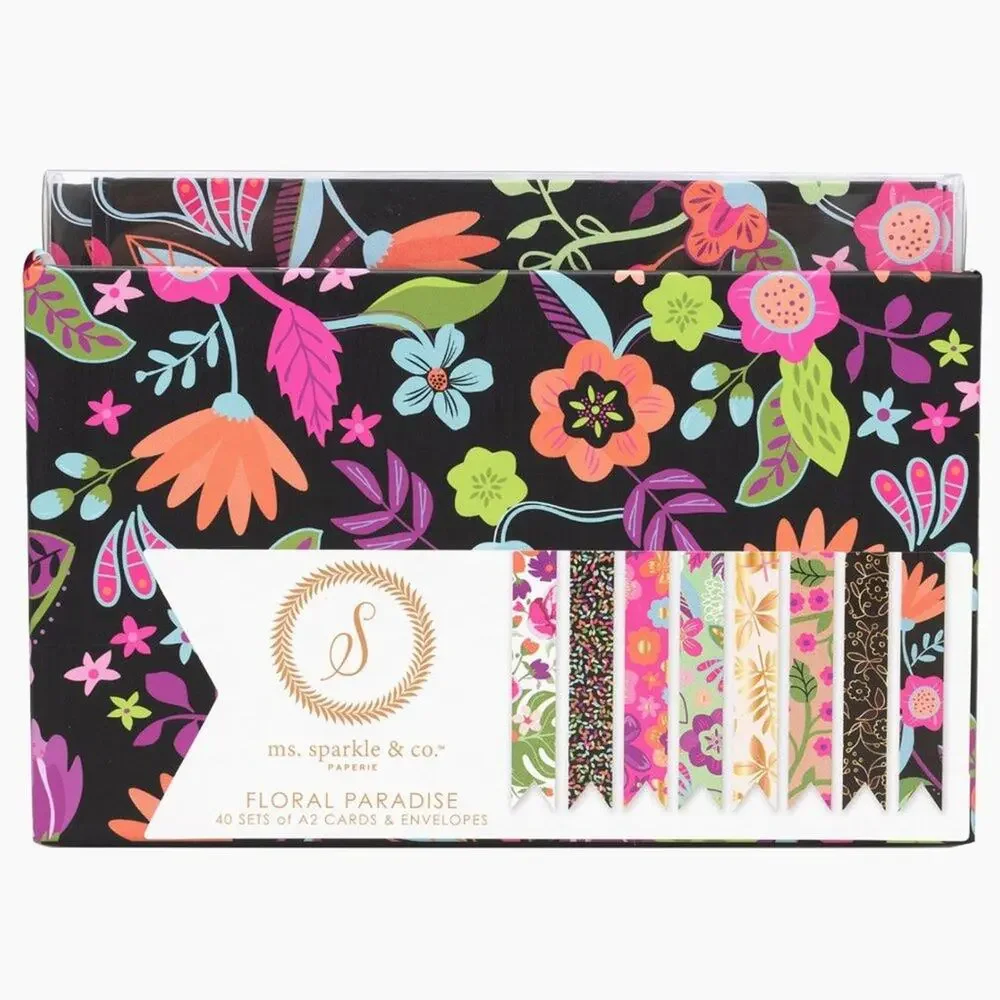 (3) Boxed Blank Cards & Envelopes Floral Paradise Total 120 Cards